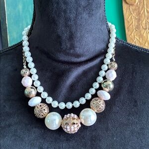 Vintage faux pearl necklace & big chunky statement orb necklace with huge pearls